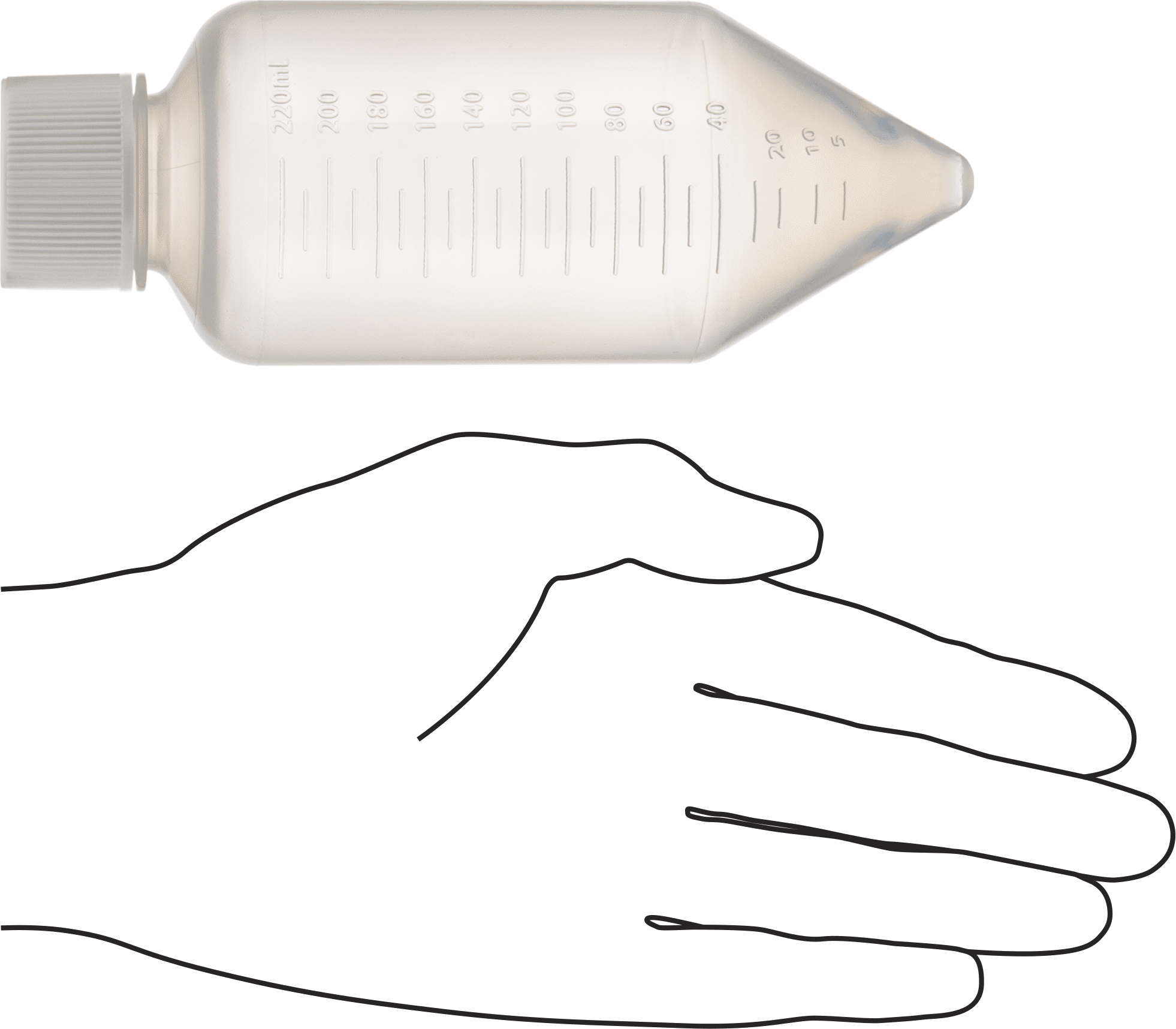 Santrifüj Plastik Şişe, Konik Taban, 8 FL oz. Kapasite