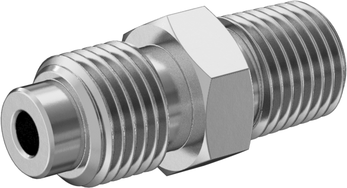 Paslanmaz Çelik Boru için Ultra Parlak Conta Bağlantı Parçası, Erkek Düz Adaptör, 1/4" Boru Dış Çapı x 1/4 NPT için