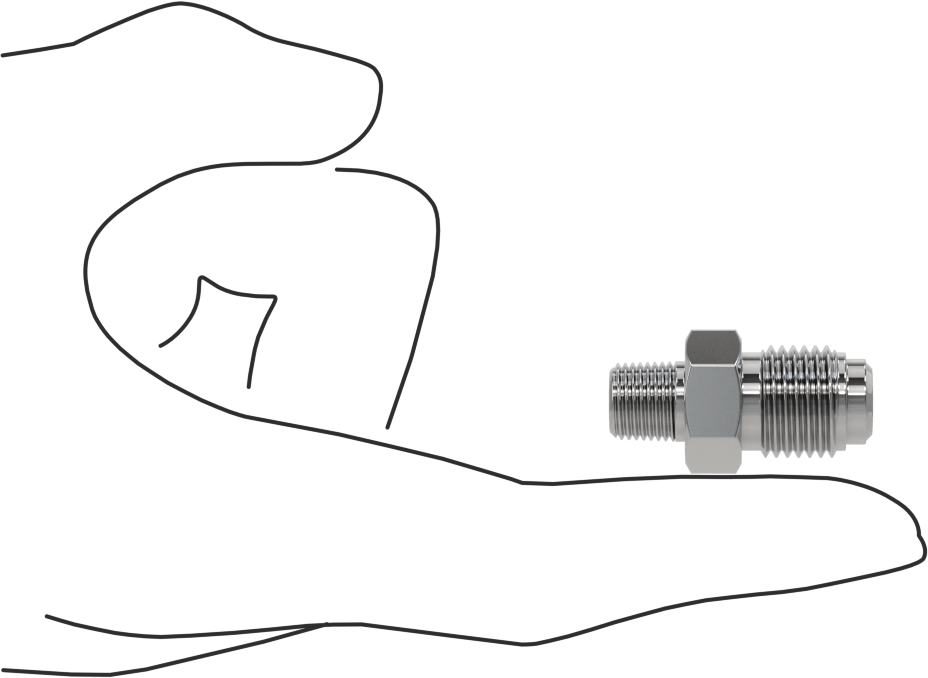 Paslanmaz Çelik Boru için Ultra Parlak Conta Bağlantı Parçası, Erkek Düz Adaptör, 1/4" Boru Dış Çapı x 1/8 NPT
