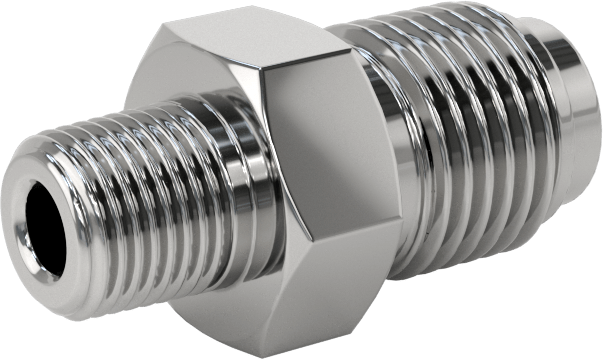 Paslanmaz Çelik Boru için Ultra Parlak Conta Bağlantı Parçası, Erkek Düz Adaptör, 1/4" Boru Dış Çapı x 1/8 NPT