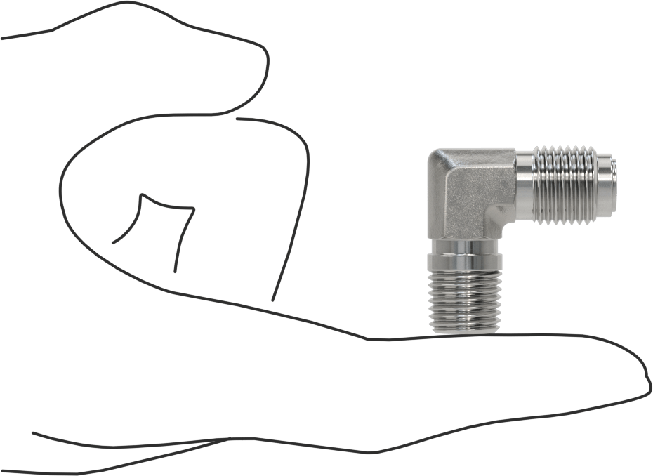 Paslanmaz Çelik Boru için Ultra Parlak Conta Bağlantı Parçası, 1/4" Dış Çaplı Boru x 1/4 NPT için Erkek 90 Derece Adaptör