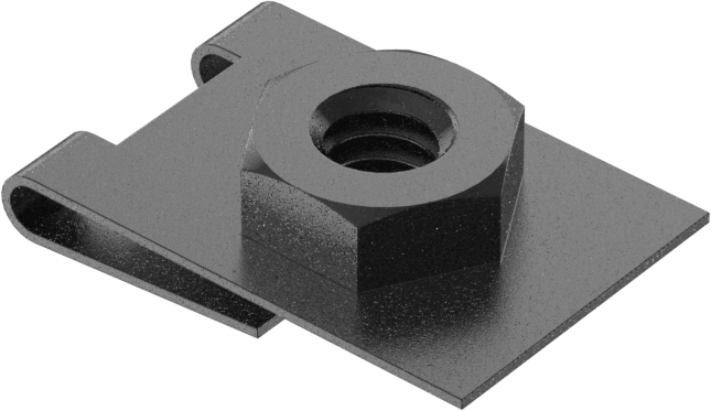 Takılabilir Altıgen Somunlar, Siyah Fosfatlı Çelik, 1/4"-20 Diş, 0,032“-0,093” Kalınlık için