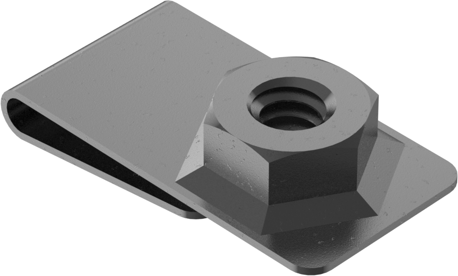 Takılabilir Altıgen Somunlar, Siyah Fosfatlı Çelik, 1/4"-20 Diş, 0,032“-0,093” Kalınlık için