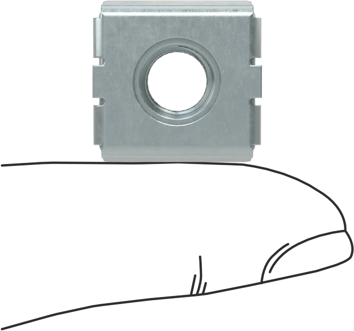 Geçmeli Somun, Çinko Kaplı Çelik, M8 x 1.25 mm, 2,4-3,2 mm kalınlığında panel için