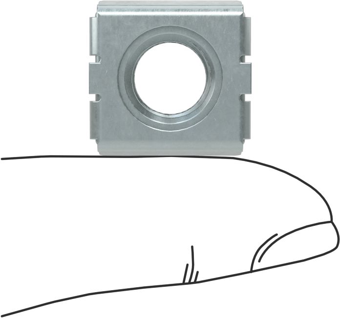 Geçmeli Somun, Çinko Kaplı Çelik, M10 x 1.5 mm, 2,4-3,2 mm kalınlığında panel için