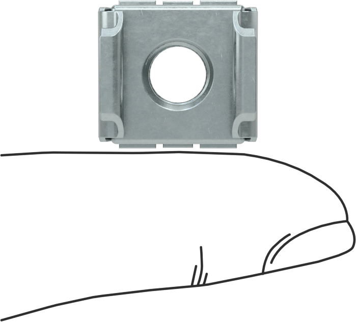 Geçmeli Somun, Çinko Kaplı Çelik, M8 x 1.25 mm, 0,7-1,4 mm kalınlığında panel için