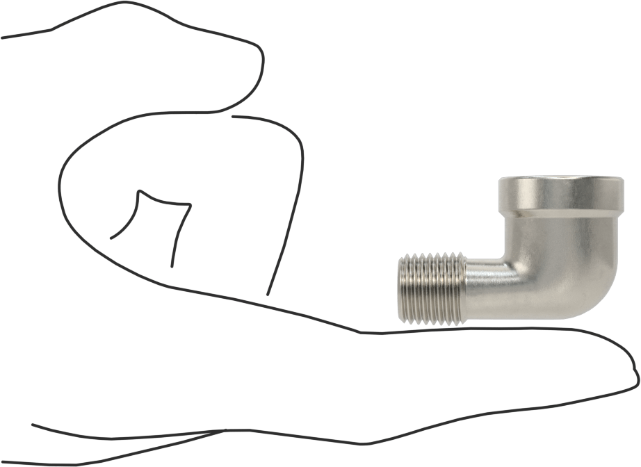 Premium Düşük Basınçlı 316 Paslanmaz Çelik Boru Bağlantı Parçası, Sertifikalı, 90 Derece Dirsek Adaptörü, 1/4 NPT Dişi x Erkek