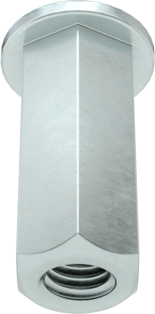 Ağır Hizmet Tipi Bükülmeye Dayanıklı Altıgen Şekilli Perçin Somunları, Çelik, M6 x 1 mm Diş, 6 mm ila 8,5 mm Malzeme Kalınlığı için