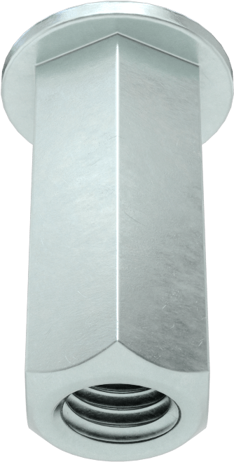 Ağır Hizmet Tipi Bükülmeye Dayanıklı Altıgen Şekilli Perçin Somunları, Çelik, M8 x 1,25 mm Diş, 7 mm ila 1 mm Malzeme Kalınlığı için