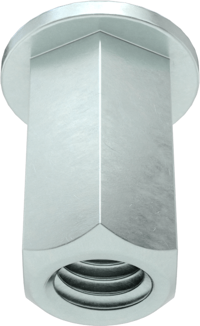 Ağır Hizmet Tipi Bükülmeye Dayanıklı Altıgen Şekilli Perçin Somunları, Çelik, 3/8"-16 Diş, 0,039“ ila 0,177” Malzeme Kalınlığı için