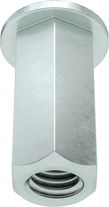Ağır Hizmet Tipi Bükülmeye Dayanıklı Altıgen Şekilli Perçin Somunları, Çelik, 3/8"-16 Diş, 0,295“ ila 0,413” malzeme kalınlığı için