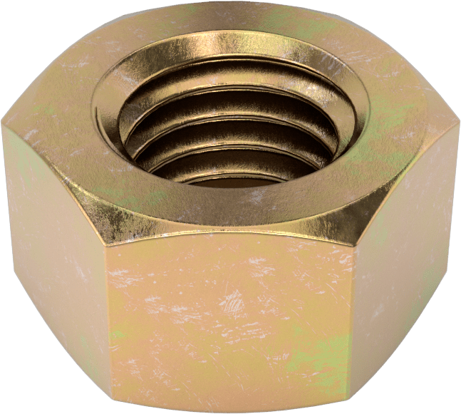 Orta Mukavemetli Çelik Sol Dişli Altıgen Somunlar, Sarı Kromat Kaplamalı Çinko, 5/8"-11 Diş Boyutu