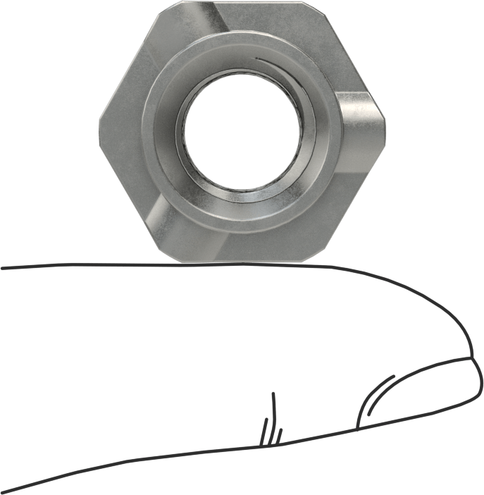 Çelik Vida Kilitli Altıgen Kaynak Somunları, M12 x 1,75 mm Diş, 21 mm Genişlik
