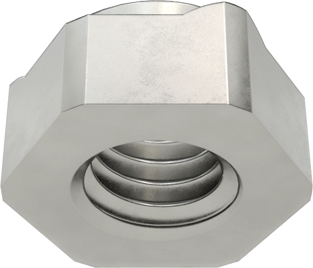 Çelik Vida Kilitli Altıgen Kaynak Somunları, 3/8"-16 Diş Boyutu, 5/8" Genişlik