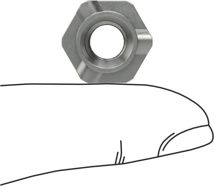 Çelik Vida Kilitli Altıgen Kaynak Somunları, M8 x 1,25 mm Diş, 15 mm Genişlik