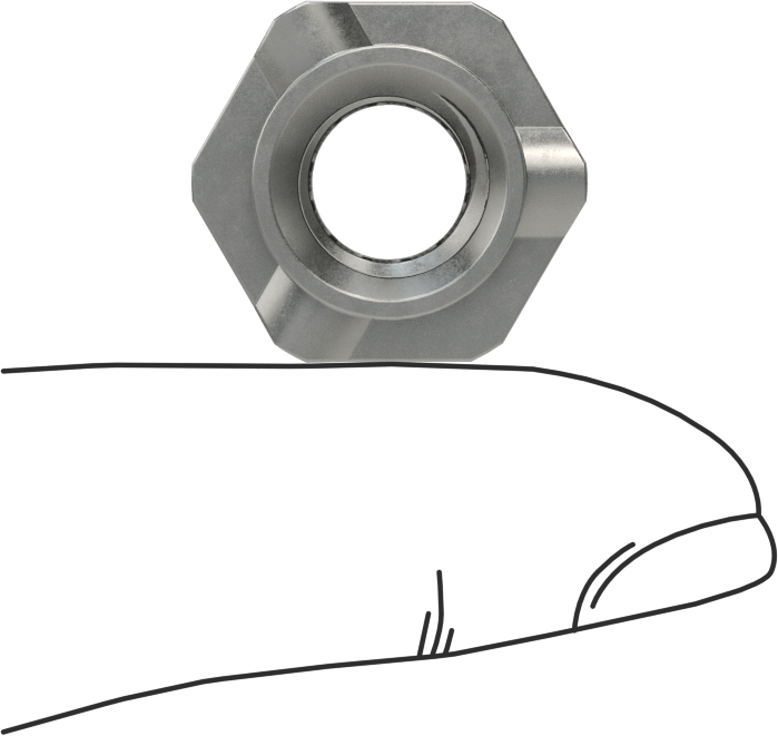 Çelik Vida Kilitli Altıgen Kaynak Somunları, M10 x 1,5 mm Diş, 18 mm Genişlik