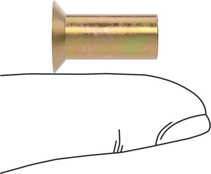 Gömme Montajlı Perçin Somunu, 1/4"-20 Diş Boyutu, 0,151“ ila 0,211” Malzeme Kalınlığı için