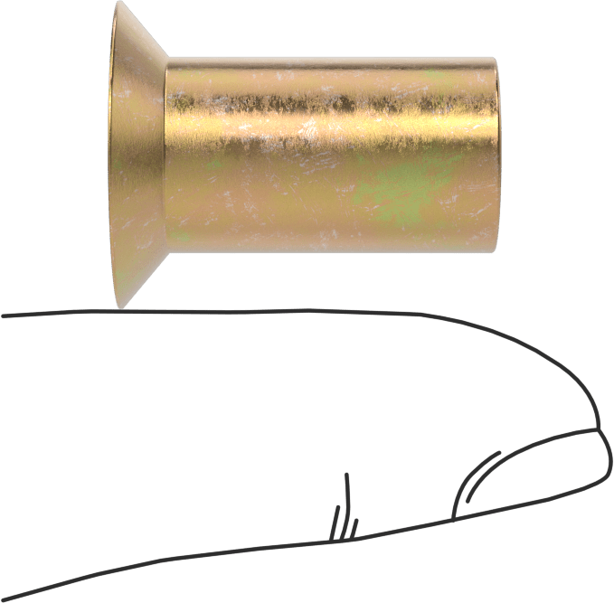 Gömme Montajlı Perçin Somunu, 3/8"-16 Diş Boyutu, 0,125“ ila 0,211” Malzeme Kalınlığı için