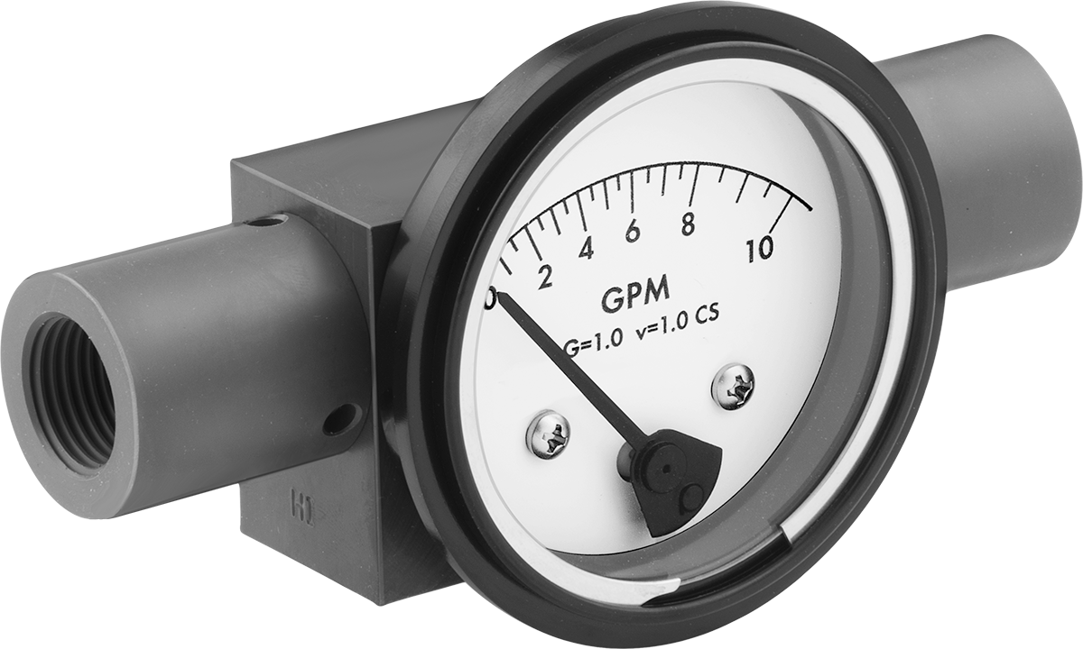 Okunması Kolay Akış Ölçer, PVC Gövde, 3-1/2" Kadran, 1/2 NPT Dişi, 0 ila 10 gpm