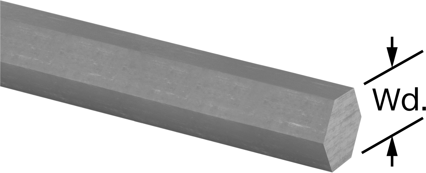 Yüksek Mukavemetli İşlenmesi Kolay Altıgen Çubuk, 1144 Karbon Çelik, 1-1/2" Genişlik