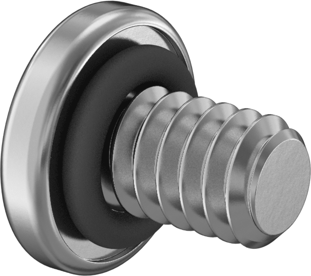 Sızdırmaz Silindir Başlı Vidalar, Silikon Kauçuk O-Ringli, 2-56 Diş Boyutu, 1/8" Uzunluk