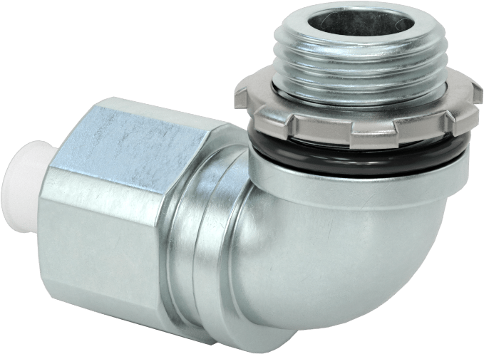 3/8 Dişi x 1/2 NPT Erkek Çelik 90 Derece Adaptör, Sürekli Esnek Sıvı Geçirmez Plastik Kanal için