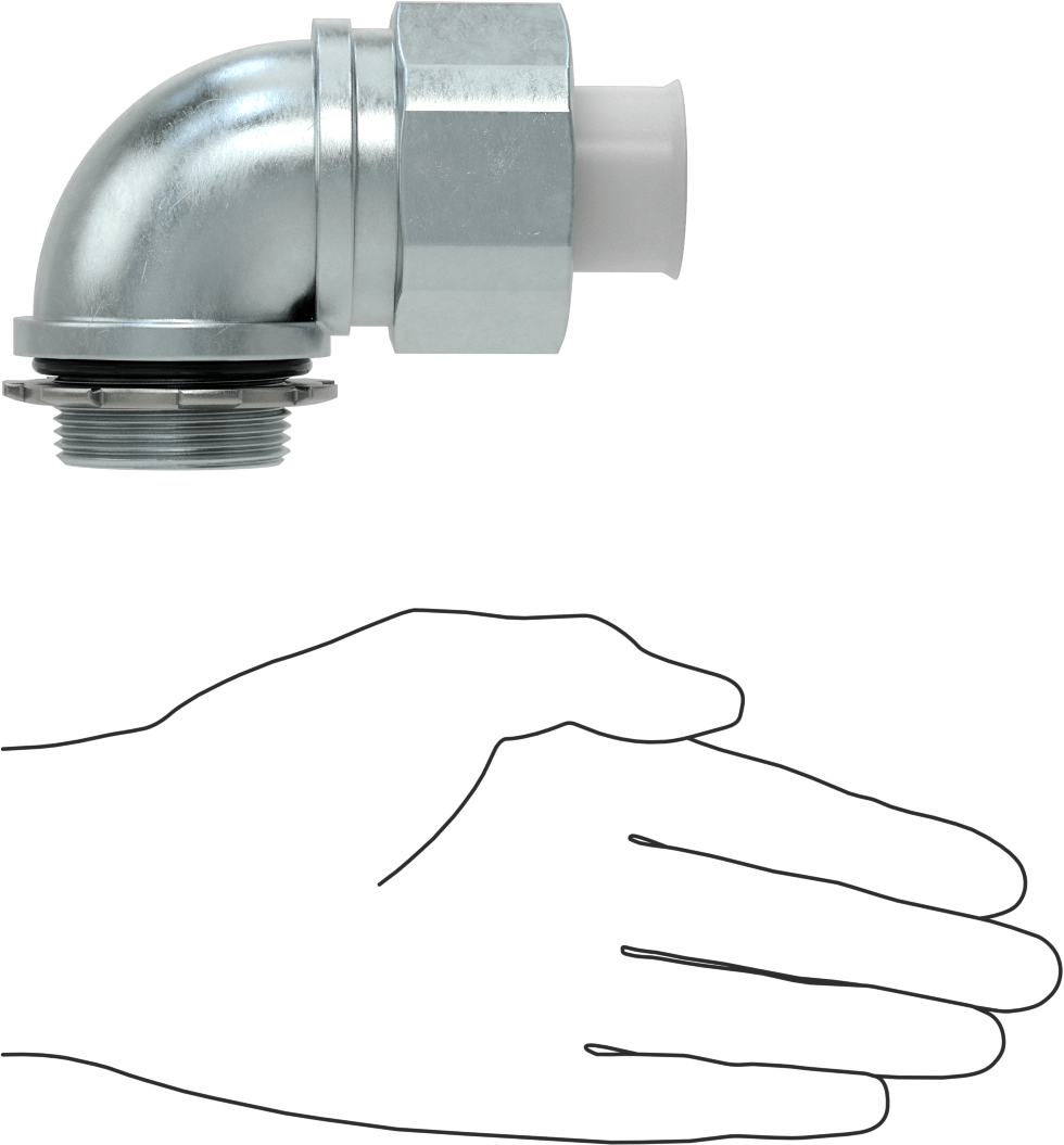 Sürekli Esnek Sıvı Sızdırmaz Plastik Kanal için 1-1/4 Dişi x NPT Erkek Çelik 90 Derece Adaptör