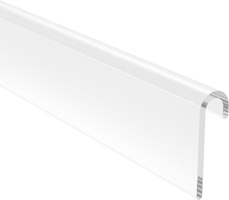 Yiyecek ve İçecek için Plastik Kenar Çıtası, 1/8“ Genişlik x 1/8” İç Yükseklik, 39/64" Dış Yükseklik, 8 Fit Uzunluk