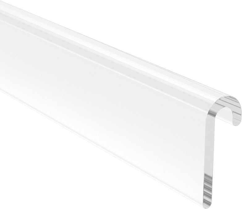 Yiyecek ve İçecek için Plastik Kenar Çıtası, 1/8“ Genişlik x 1/8” İç Yükseklik, 5/8" Dış Yükseklik, 8 Fit Uzunluk