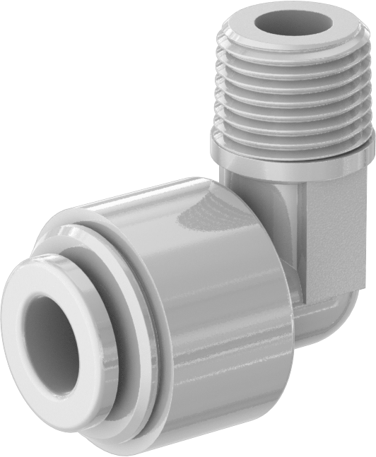 Gıda ve İçecek için İt-Bağlantı Elemanı, Dirsek, 1/4" Boru Dış Çapı x 1/8 NPTF Erkek için, Beyaz
