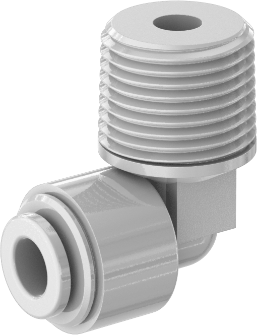 Gıda ve İçecek için İt-Bağlantı Elemanı, Dirsek, 1/4" Boru Dış Çapı x 3/8 NPTF Erkek için, Beyaz