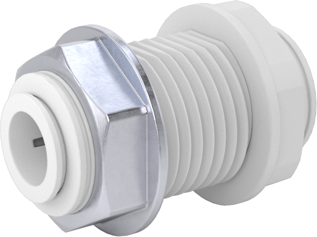 Gıda ve İçecek için İt-Bağlantı Elemanı, 3/8“ x 1/4” Dış Çaplı Boru için Duvar Delikli Redüktör, Beyaz