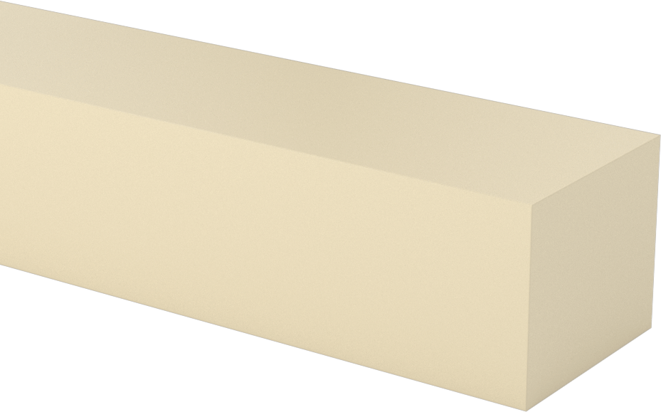 Aşınmaya ve Kimyasallara Dayanıklı PEEK Çubuk, 1-1/4" Kalınlık, 1-1/2" Genişlik