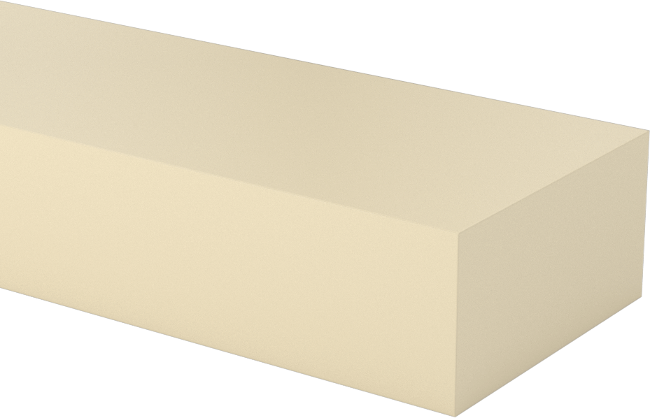 Aşınmaya ve Kimyasallara Dayanıklı PEEK Çubuk, 1-1/4" Kalınlık, 2-1/2" Genişlik