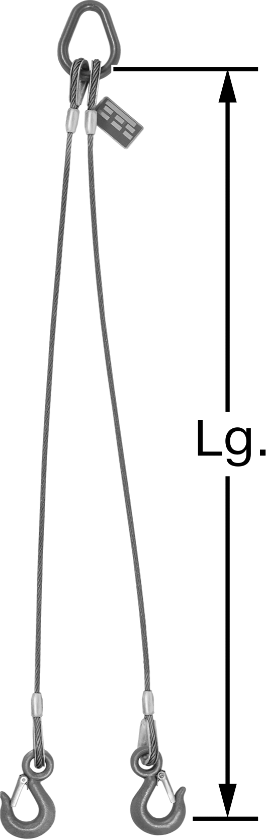 Kancalı Tel Halat Askısı, 2 Ayak, Bağlantı Halkası ile, 1/4" Çap, 18 Fit Uzunluk