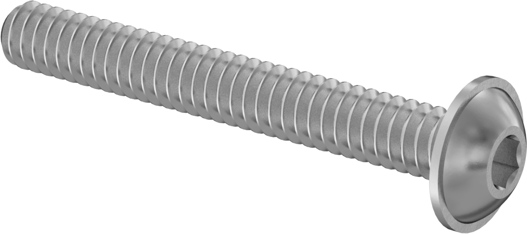 316 Paslanmaz Çelik Flanşlı Düğme Başlı Vida, 10-24 Diş, 1-1/2" Uzunluk