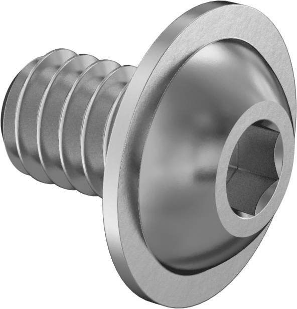 316 Paslanmaz Çelik Flanşlı Düğme Başlı Vida, 1/4"-20 Diş, 3/8" Uzunluk