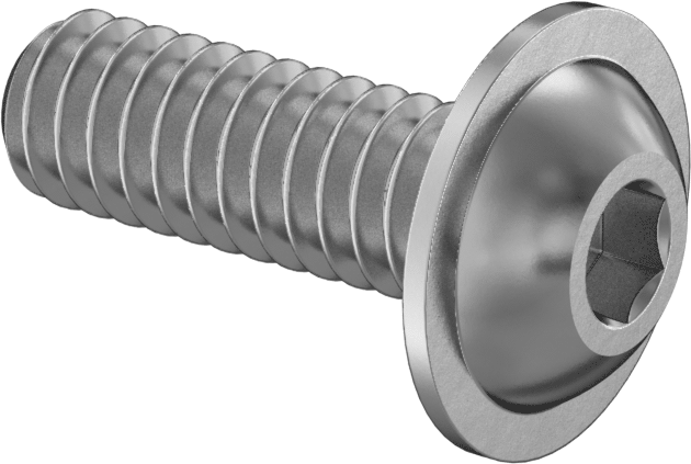 316 Paslanmaz Çelik Flanşlı Düğme Başlı Vida, 1/4"-20 Diş, 3/4" Uzunluk