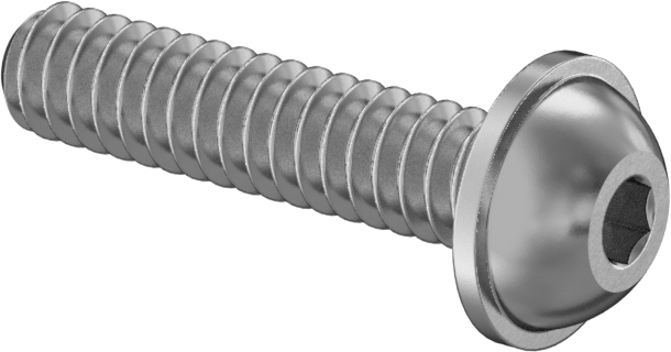316 Paslanmaz Çelik Flanşlı Düğme Başlı Vida, 4-40 Diş, 1/2" Uzunluk
