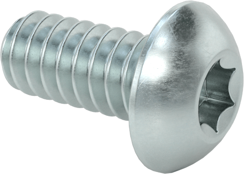 Düğme Başlı Torx Vidaları, Çinko Kaplamalı Alaşımlı Çelik, 4-40 Diş Boyutu, 1/4" Uzunluk