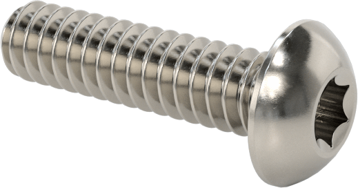 Düğme Başlı Torx Vidaları, 18-8 Paslanmaz Çelik, 00-96 Diş, 3/16" Uzunluk