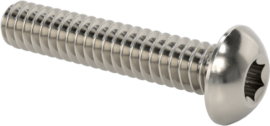 Düğme Başlı Torx Vidaları, 18-8 Paslanmaz Çelik, 00-96 Diş, 1/4" Uzunluk