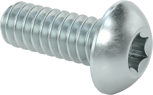 Düğme Başlı Torx Vidaları, Çinko Kaplı Çelik, 6-32 Diş Boyutu, 3/8" Uzunluk