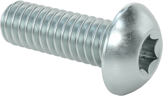 Düğme Başlı Torx Vidaları, Çinko Kaplı Çelik, 8-32 Diş Boyutu, 1/2" Uzunluk