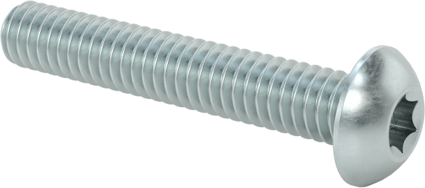 Düğme Başlı Torx Vidaları, Çinko Kaplı Çelik, 8-32 Diş Boyutu, 1" Uzunluk
