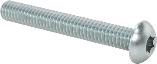 Düğme Başlı Torx Vidaları, Çinko Kaplı Çelik, 8-32 Diş Boyutu, 1-1/4" Uzunluk