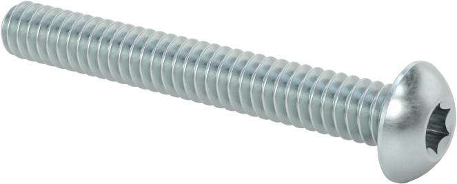 Düğme Başlı Torx Vidaları, Çinko Kaplı Çelik, 10-24 Diş Boyutu, 1-1/2" Uzunluk
