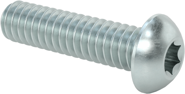Düğme Başlı Torx Vidaları, Çinko Kaplı Çelik, 1/4"-20 Diş Boyutu, 1" Uzunluk