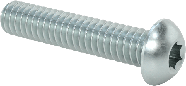 Düğme Başlı Torx Vidaları, Çinko Kaplı Çelik, 1/4"-20 Diş Boyutu, 1-1/4" Uzunluk