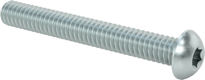 Düğme Başlı Torx Vidaları, Çinko Kaplı Çelik, 1/4"-20 Diş Boyutu, 2" Uzunluk